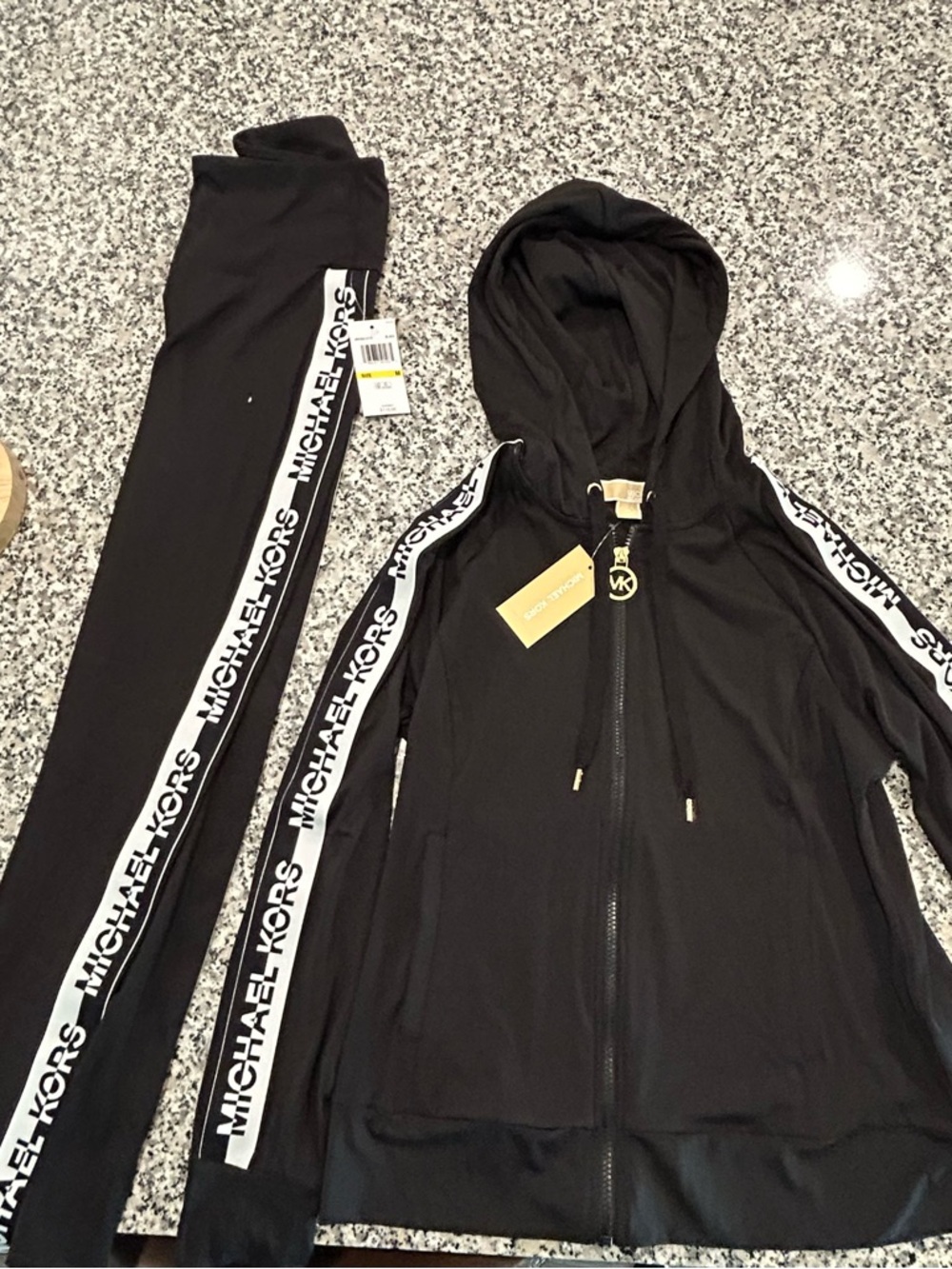 Michael Kors Black Logo-Trim Hoodie & Track Pants Set